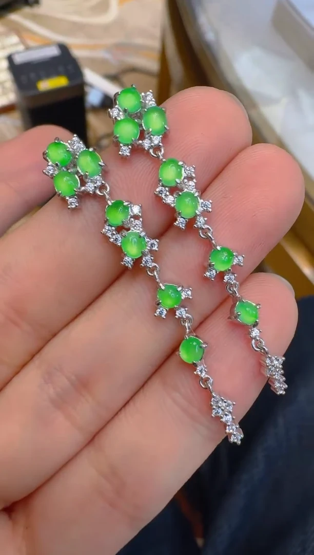 银S925镶嵌翡翠耳饰多样性团购发一件