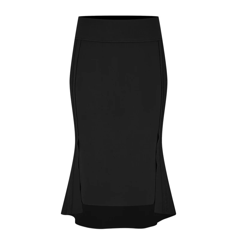 【小余专属】曼德诗纯色包臀裙新款中长款气质简约半身裙M207308323