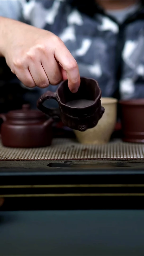 茶壶紫砂紫泥一捆竹把手杯80cc