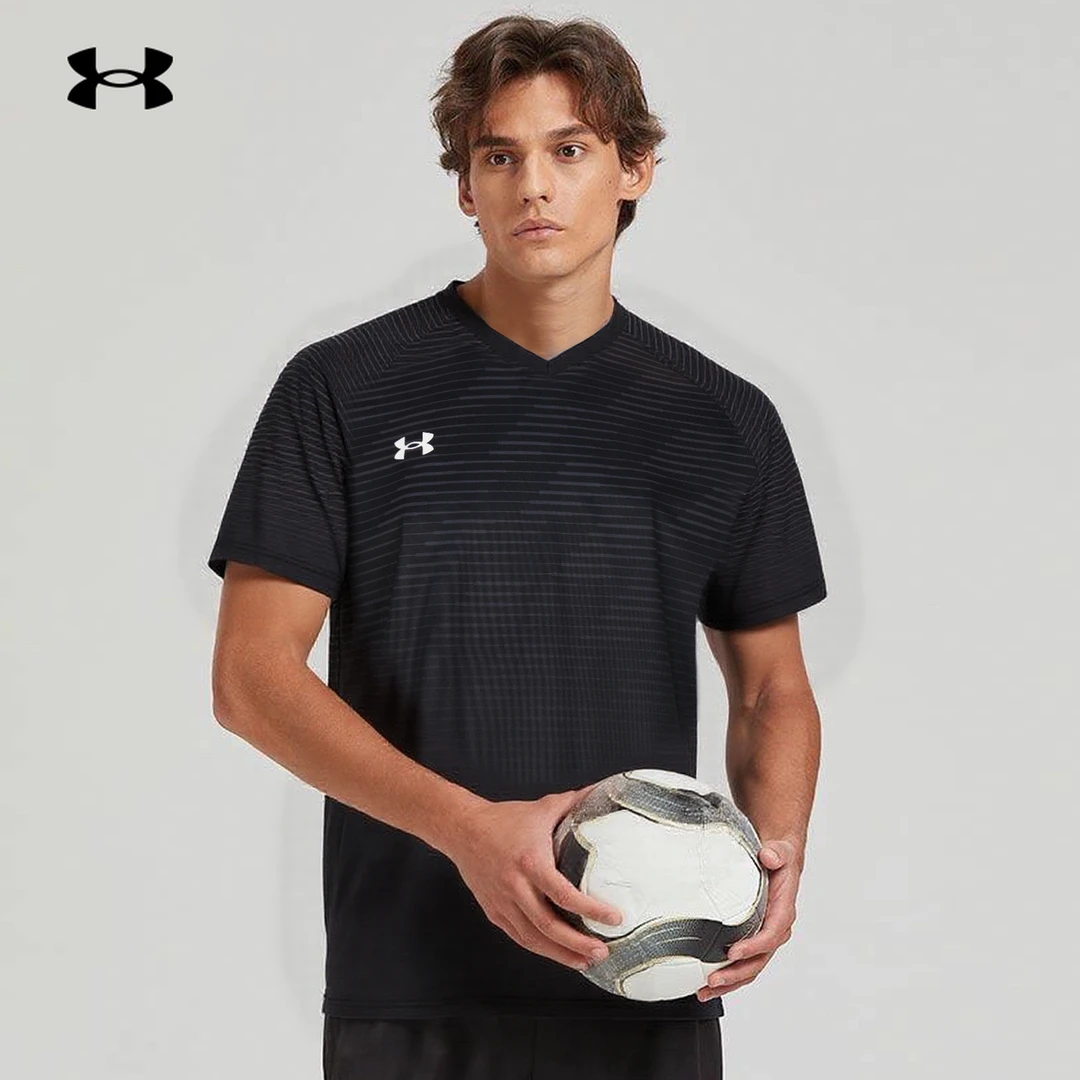 UA安德玛速干衣男女夏季运动短袖宽松健身休闲透气球衣v领T恤