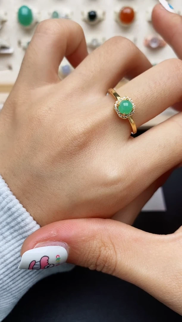 【闪购商品】翡翠戒指银S925镶嵌缅甸翡翠