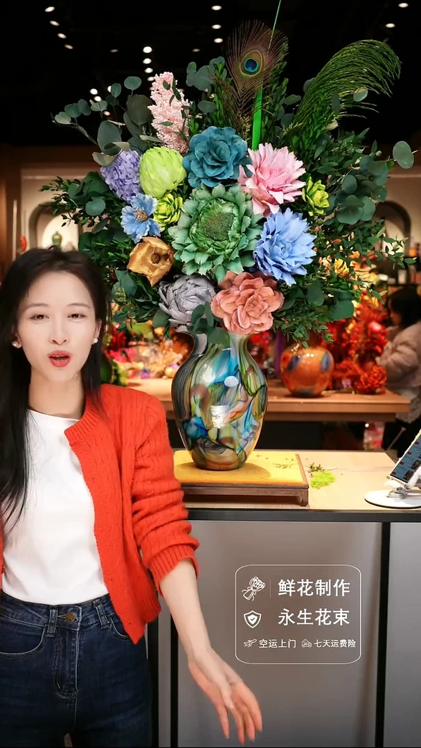 手工艺品琉璃手工花器花束空运包邮送货上门-以图片为准