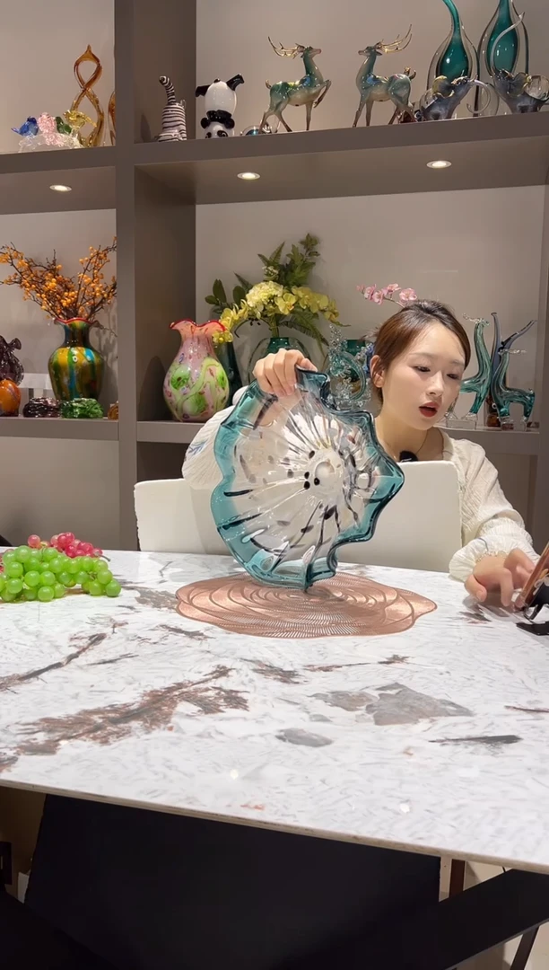 蓝色荷叶果盘 现货