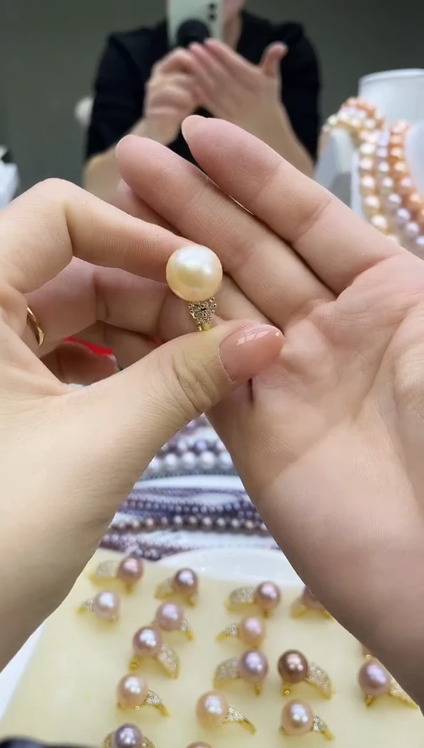 未镶嵌戒指淡水珍珠中国红戒指