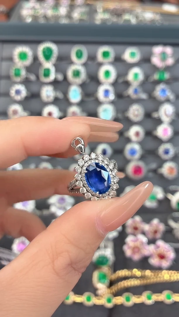 戒指+吊坠两用款蓝宝石铂Pt950镶嵌-2.3克拉