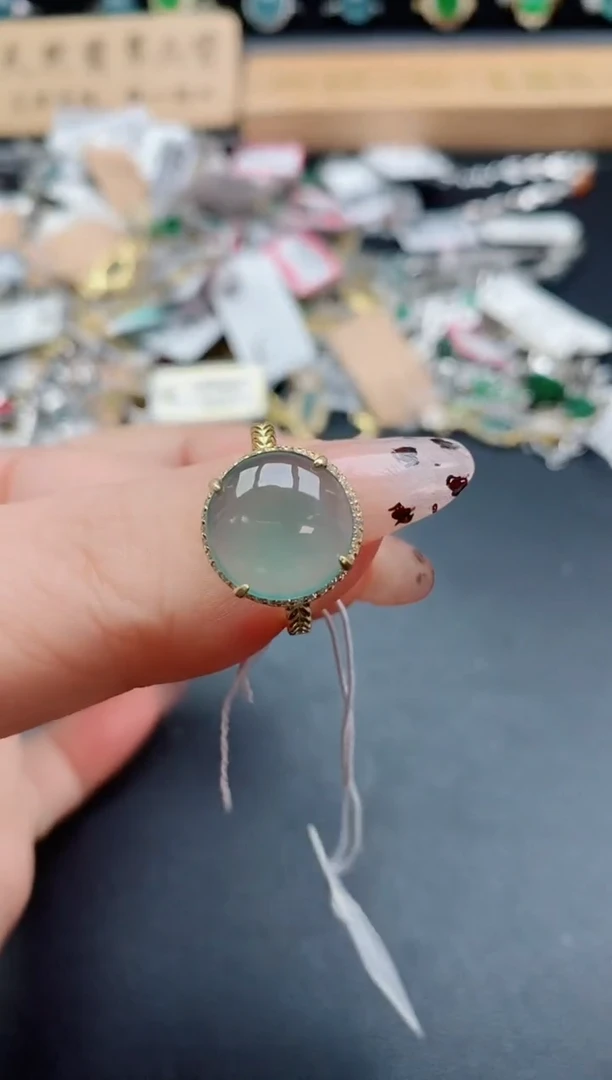 银S925镶嵌戒指翡翠1