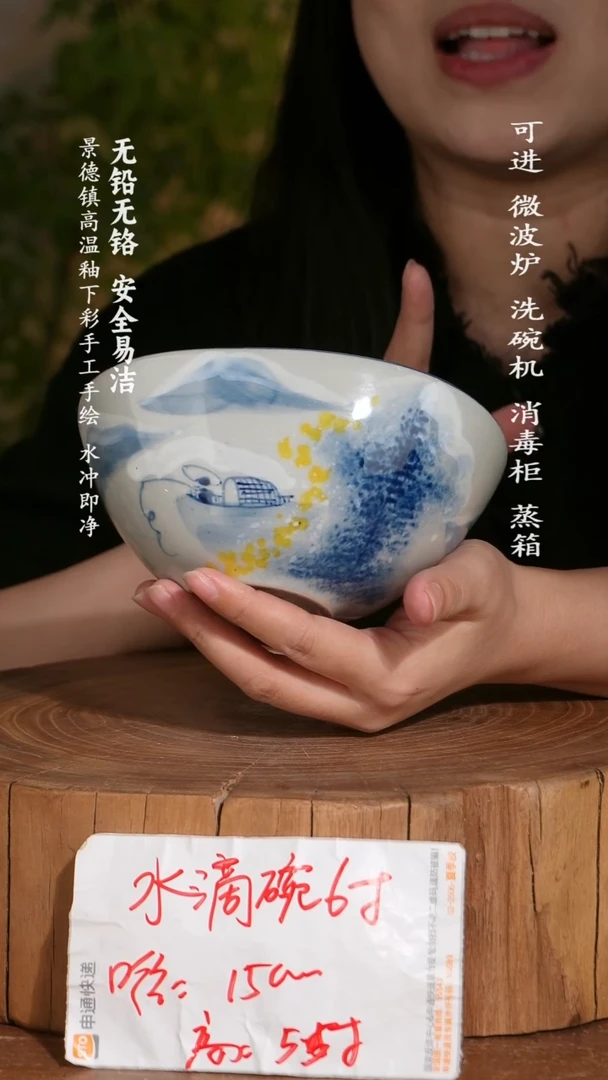 碗陶瓷景德镇高温瓷釉下彩手绘陶瓷