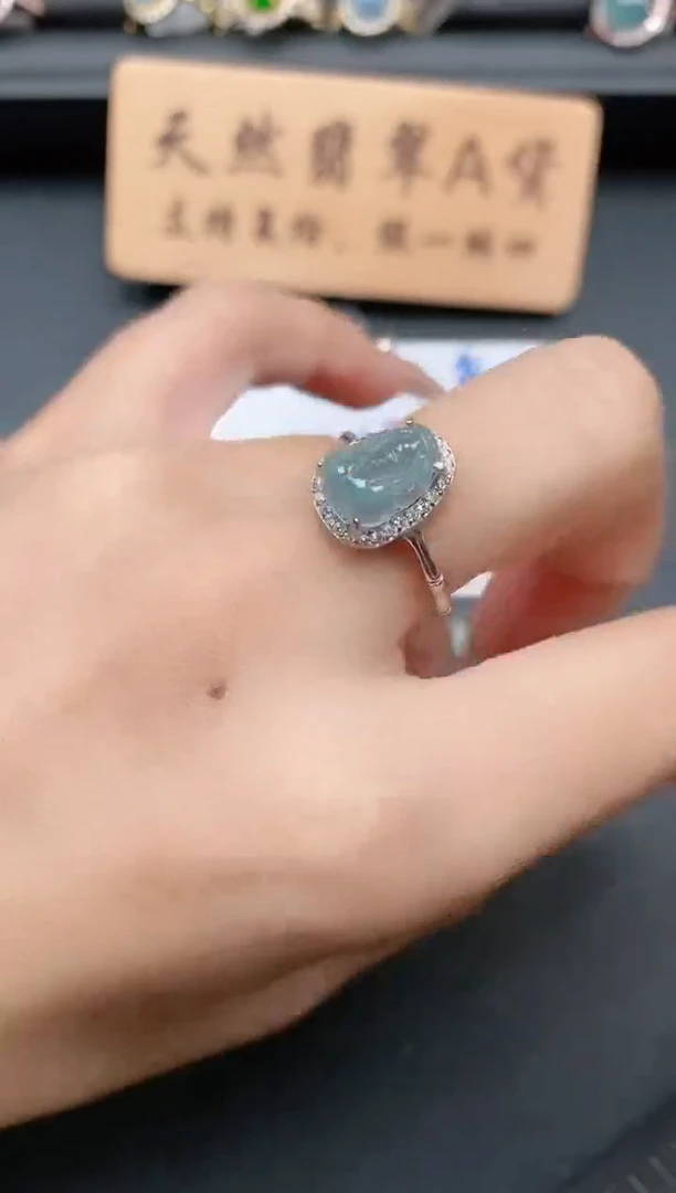 银S925镶嵌戒指翡翠1