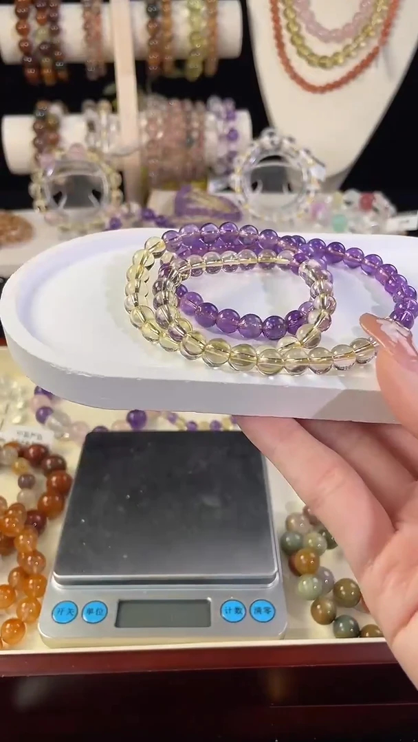 未镶嵌手串水晶紫水+黄水多圈