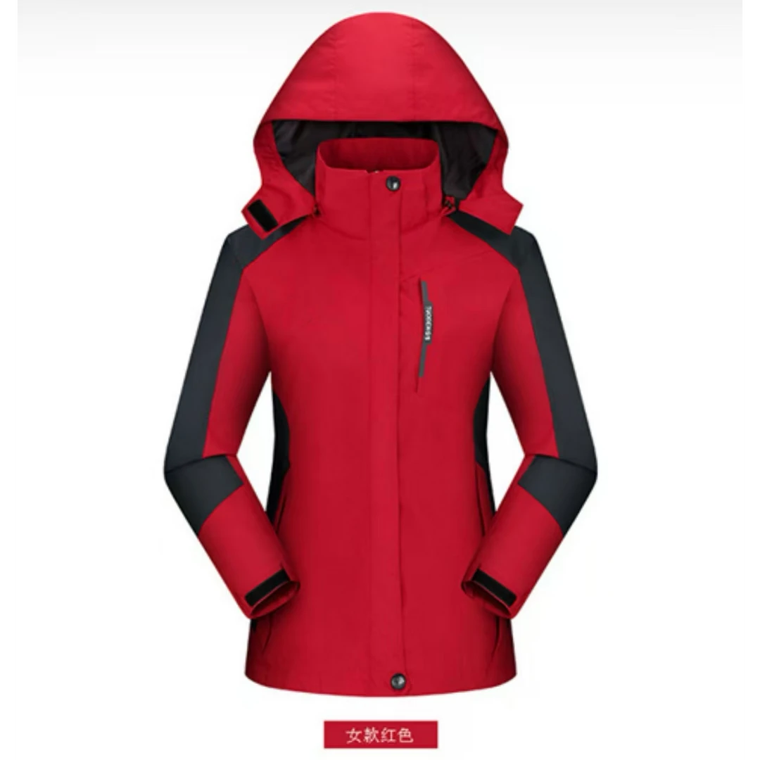鑫米服饰-帽子可拆卸户外防水防风硬壳春秋冲锋夹克-女款