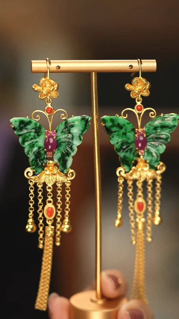 【闪购商品】翡翠耳饰银S925镶嵌新款