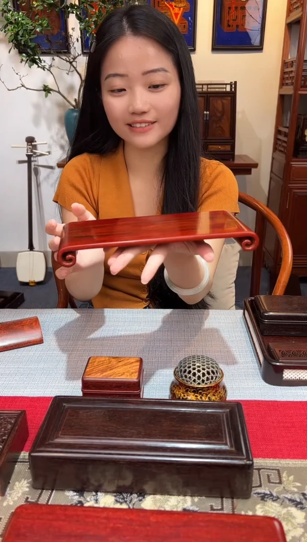 紫檀木类成套家具卷书底座  一物一拍
