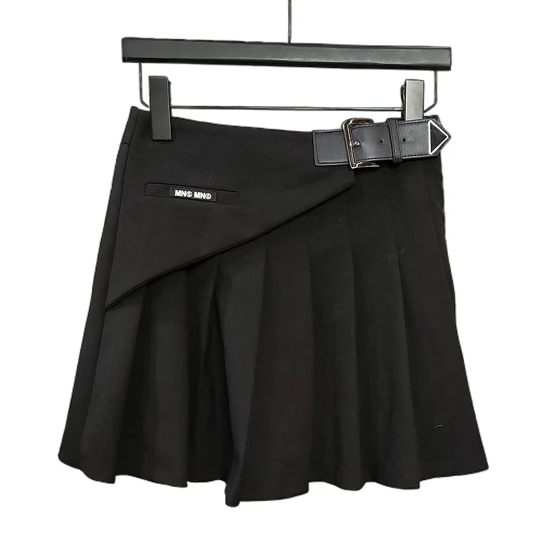 【ZHIXIAO】秋冬新款：皮腰带百褶裙2286