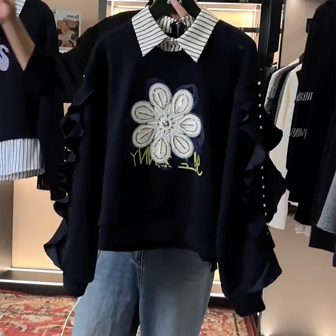 <秋季系列>设计师款宽松版卫衣秋季长袖时尚休闲百搭上衣女C6373