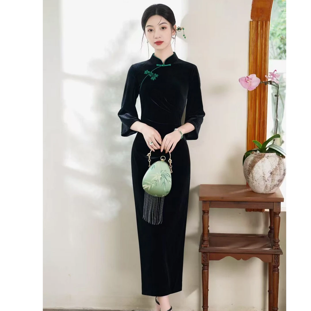江南春【忆江南】秋冬款新中式文艺港风复古高端日常旗袍奢华气质