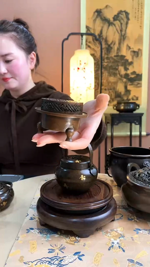 铜为***力仿古苏工草帽炉