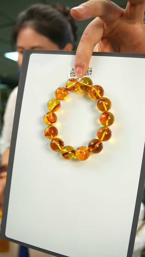 未镶嵌琥珀手链15mm俄罗斯花珀圆珠手串