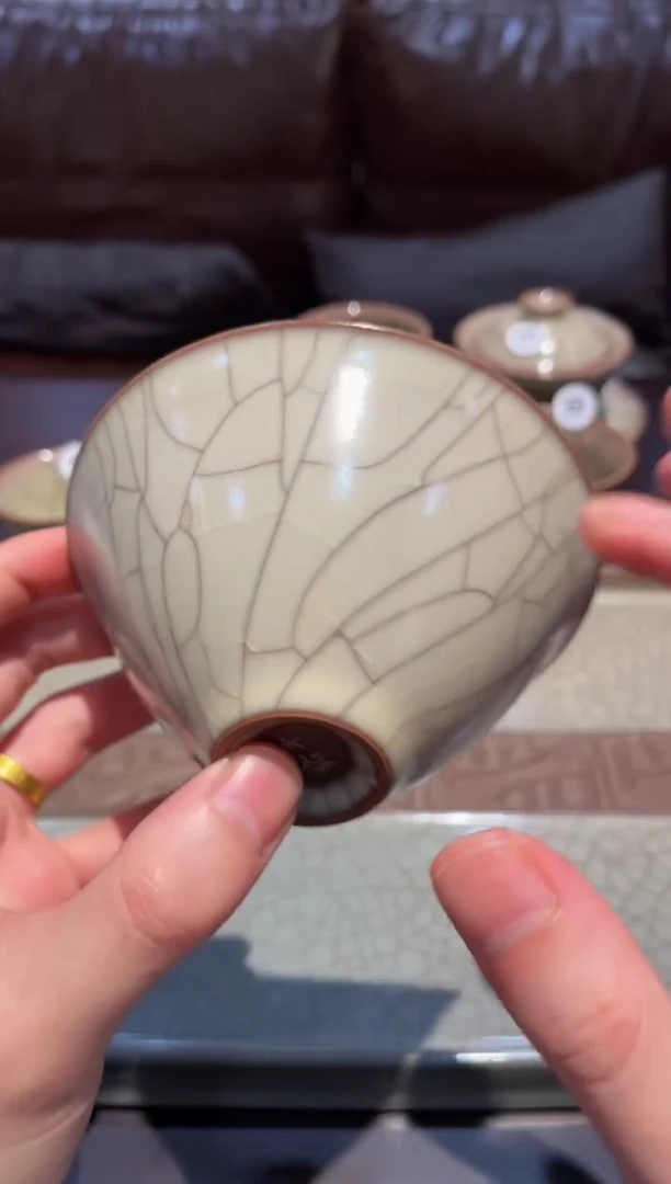 57窑承青瓷哥窑大斗笠杯