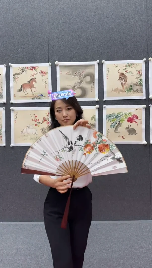 炳山艺术-----王盟绘画作品花鸟扇子
