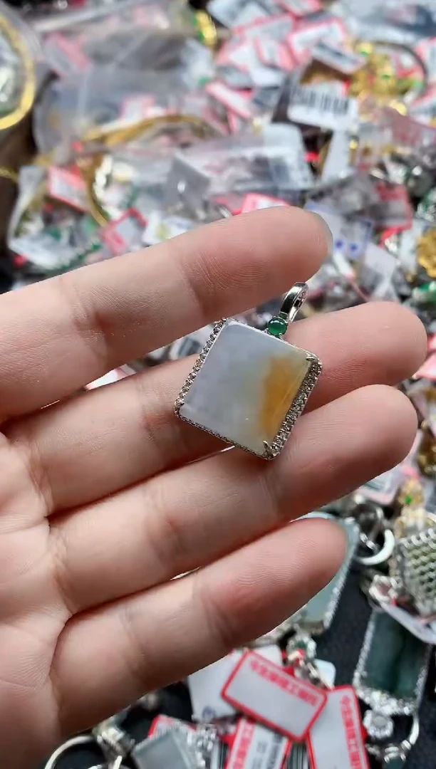 银S925镶嵌戒指翡翠天然A货缅甸翡翠