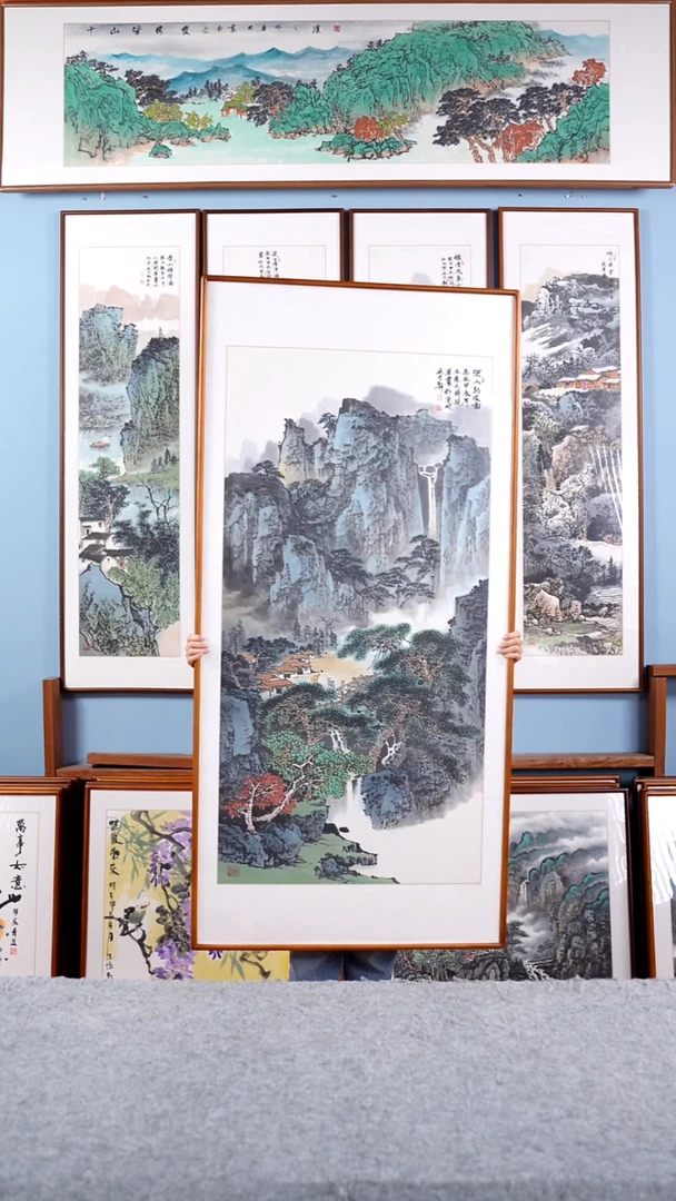 【闪购商品】国画张现军《深山访友图》手绘带框173*83