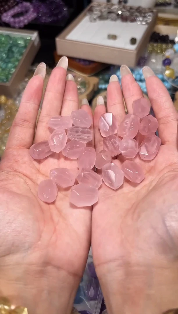 水晶手串未镶嵌H97粉水晶随行一个宽12-13