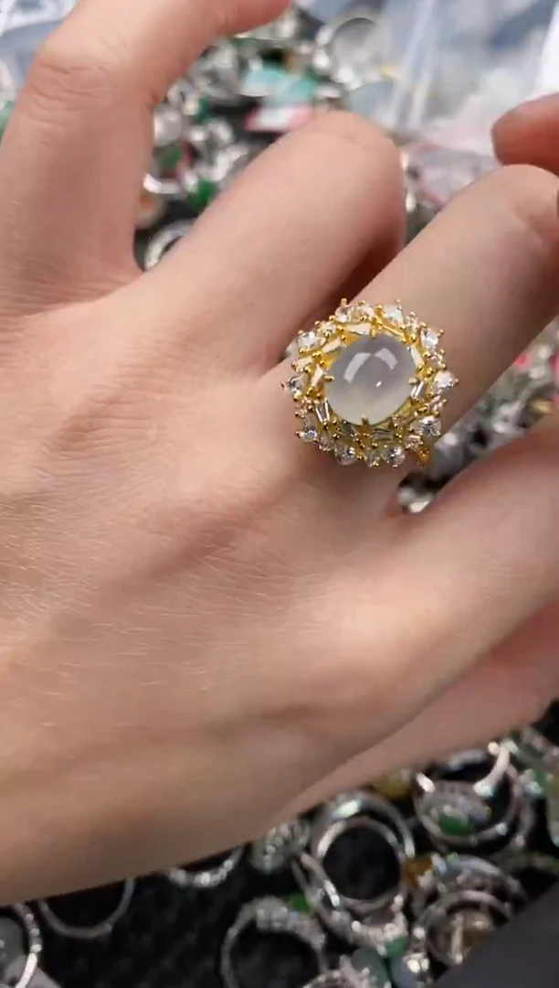 银S925镶嵌戒指翡翠10-10-10     4