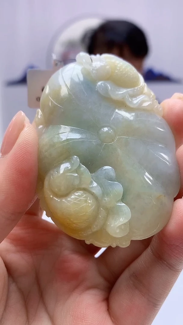 【闪购商品】定制翡翠未镶嵌4925ms-毛货285荷叶鱼