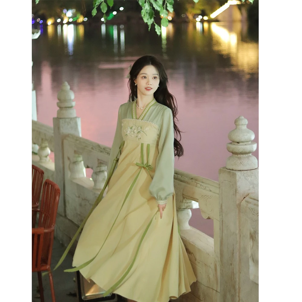 瑶西【山涧雪】汉服新国风爆款女装裙子春款古风新款长款大摆连衣裙