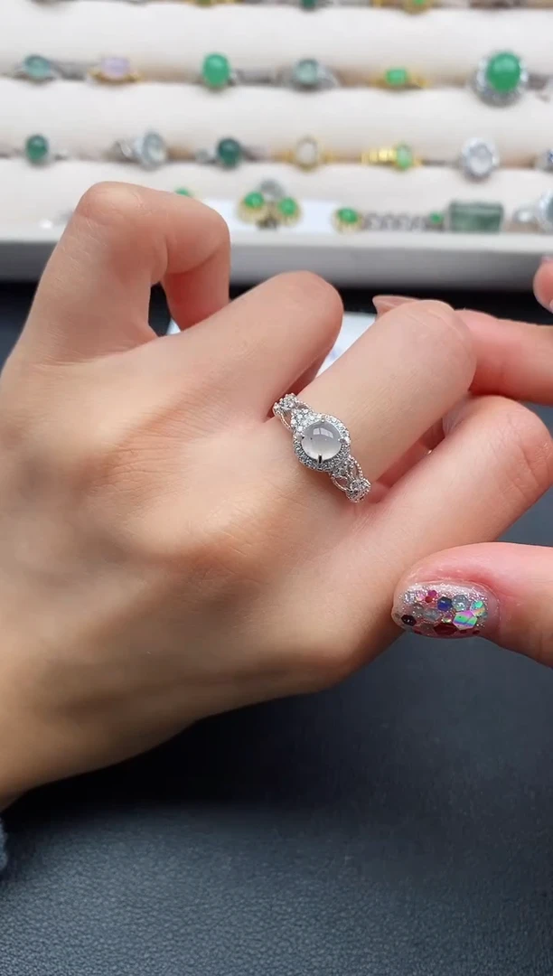 银S925镶嵌戒指翡翠22222222+5