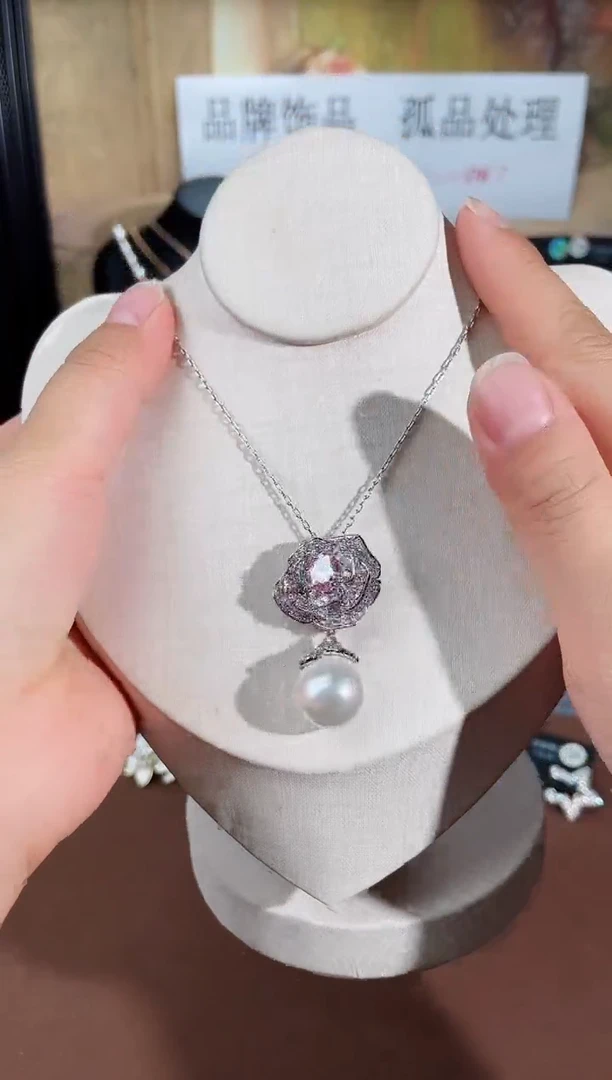 合金925银锆石项链7799