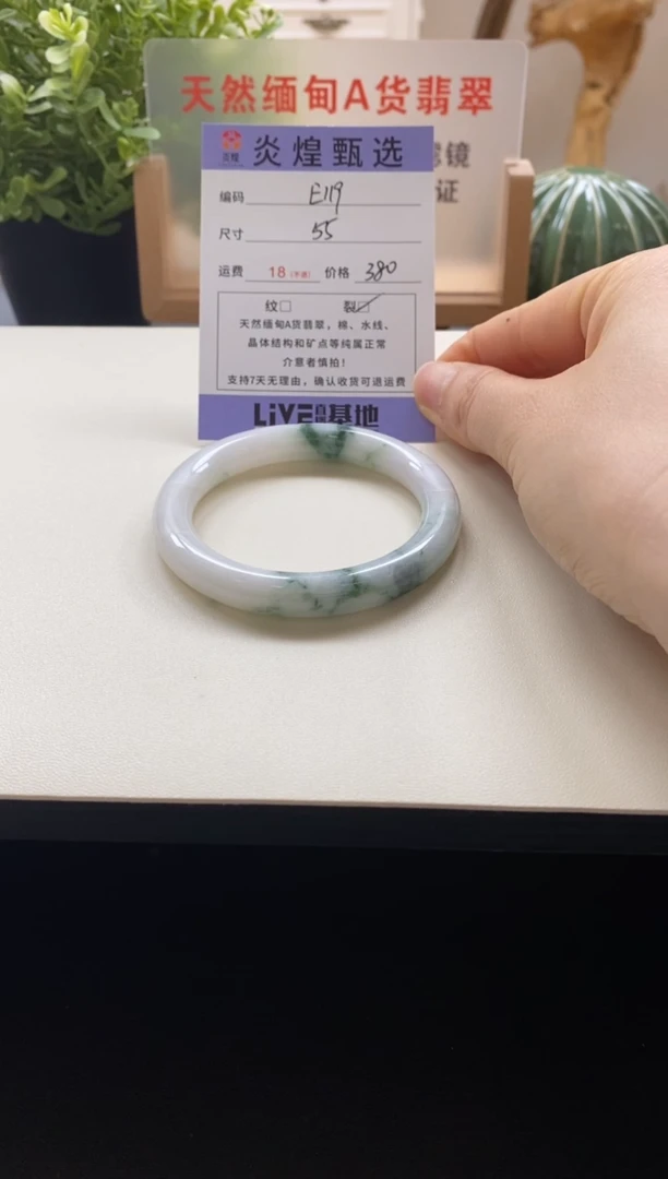 未镶嵌手镯翡翠圈口55.2编码e19