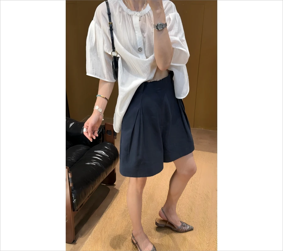 阔腿显瘦设计感短裤薄款百搭成人舒适极简风夏季休闲风*25W5Y0015