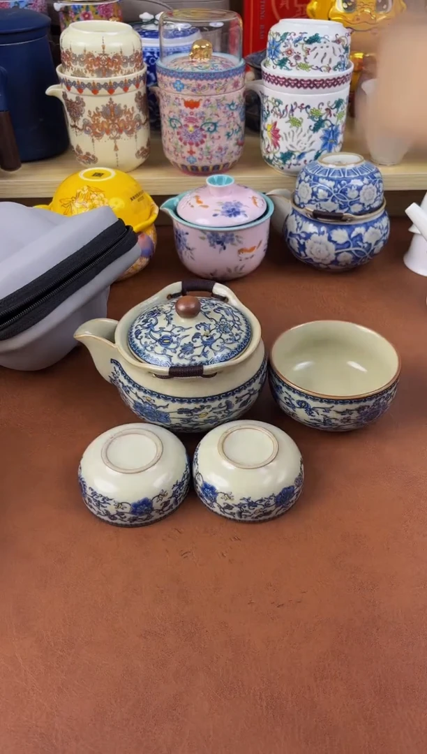 陶瓷茶具摆件旅行套组