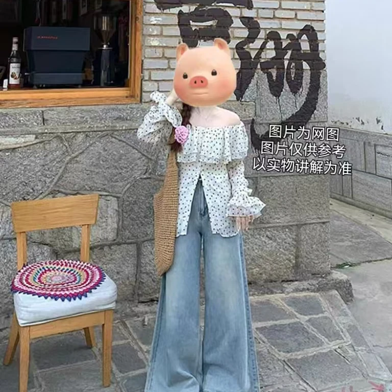 大码微胖女装2025春季新款套装韩系两穿领波点衬衫上衣+阔腿裤