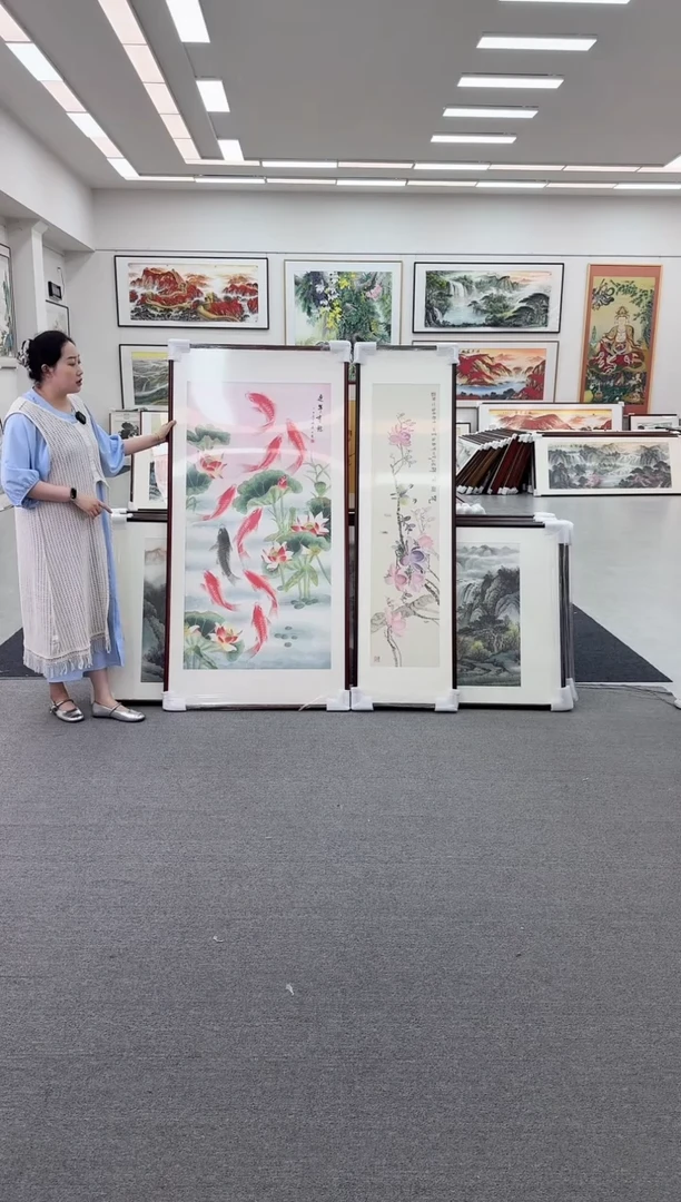 国画九鱼图172*85+玉兰 172*48