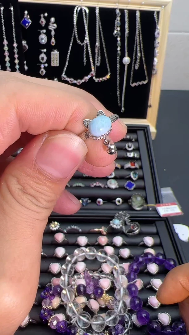 【闪购商品】针钠钙石（海纹石）戒指银S925镶嵌0000