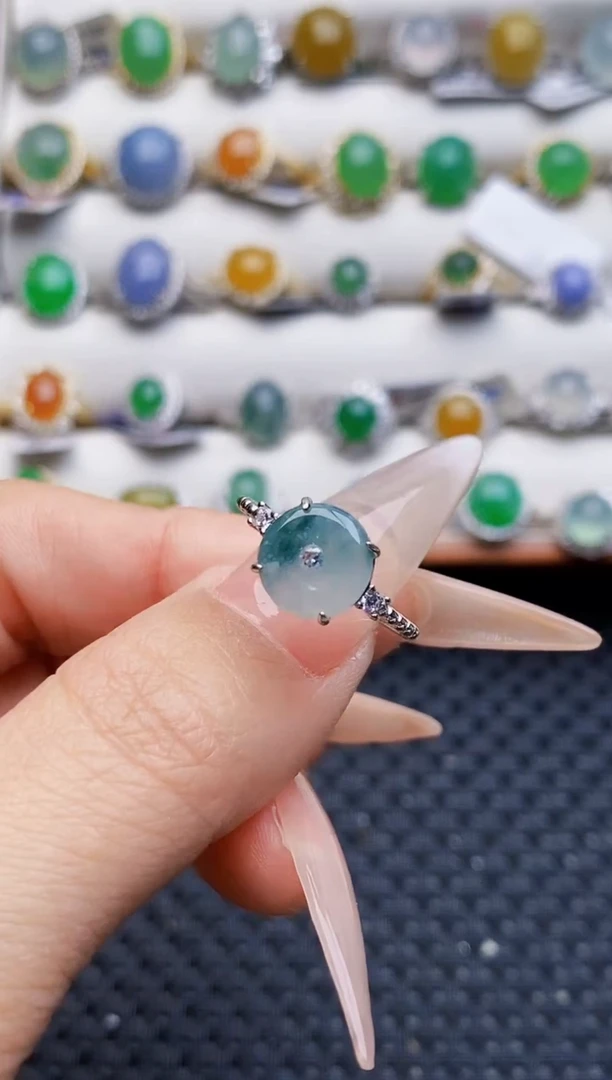 银S925镶嵌戒指翡翠0698