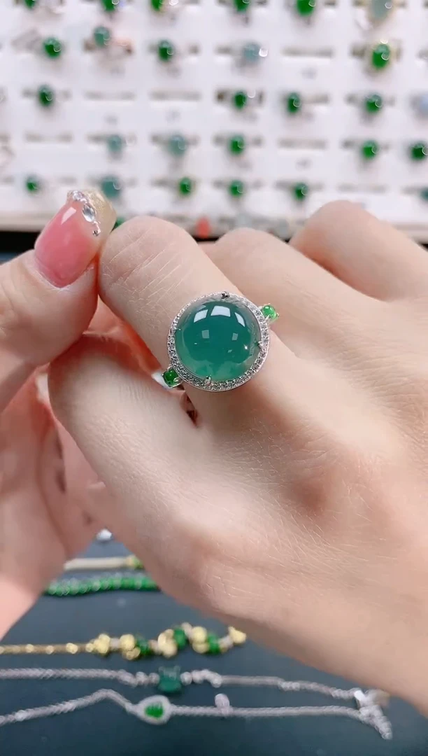 【闪购商品】翡翠戒指银S925镶嵌天然翡翠