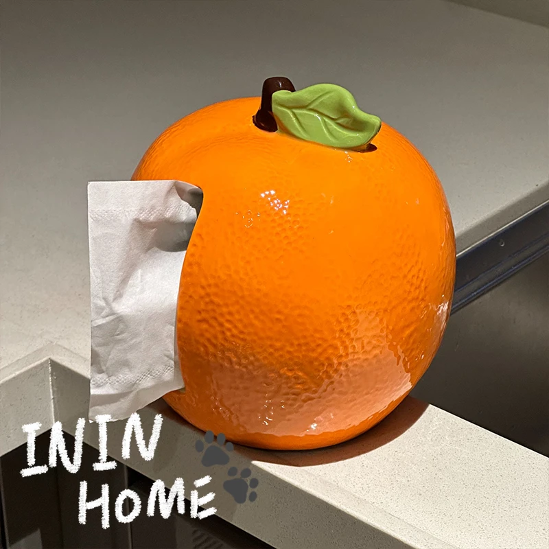 ININHOME创意陶瓷水果橘子纸巾盒家用抽纸盒家饰软装搭配套装YF