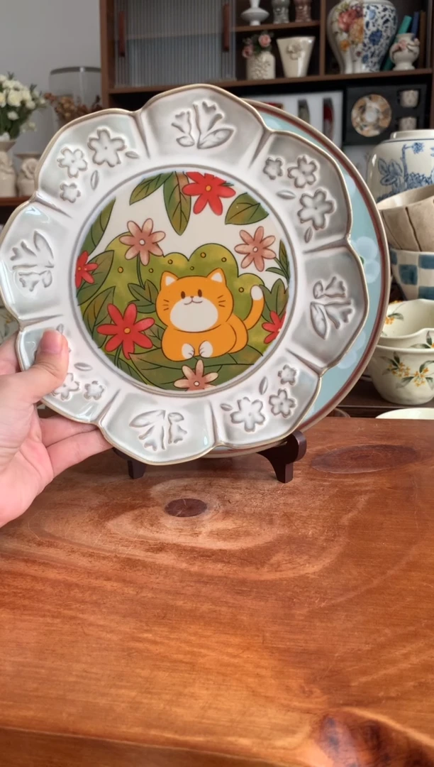 陶瓷【清仓价】猫咪花瓣盘