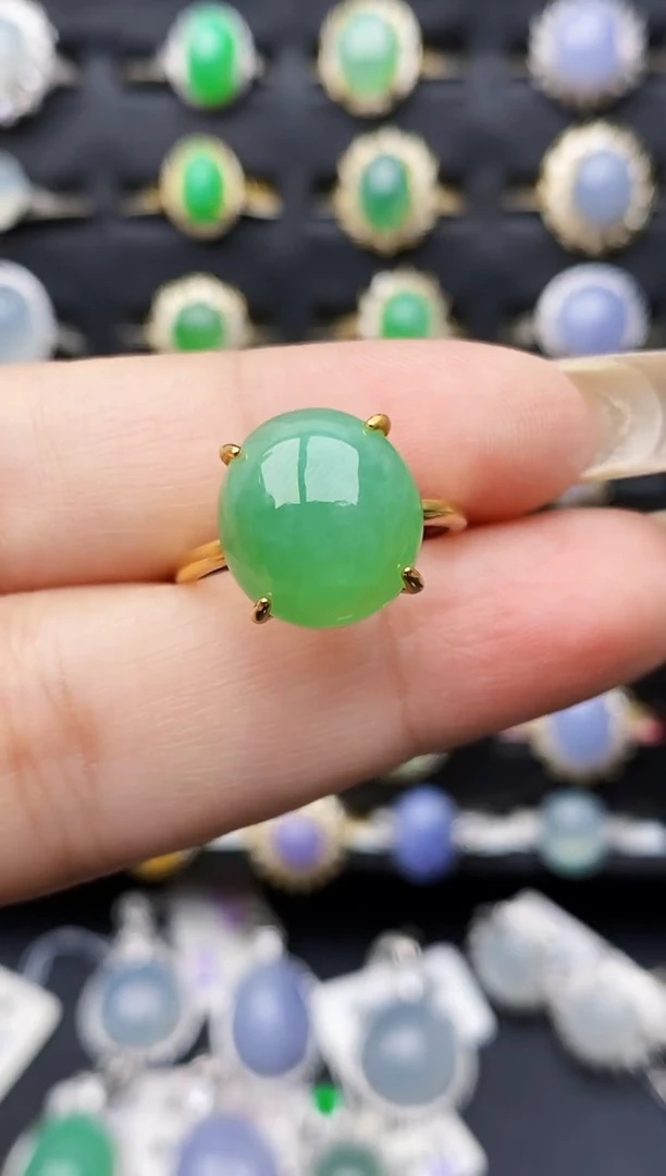 银S925镶嵌戒指翡翠0358