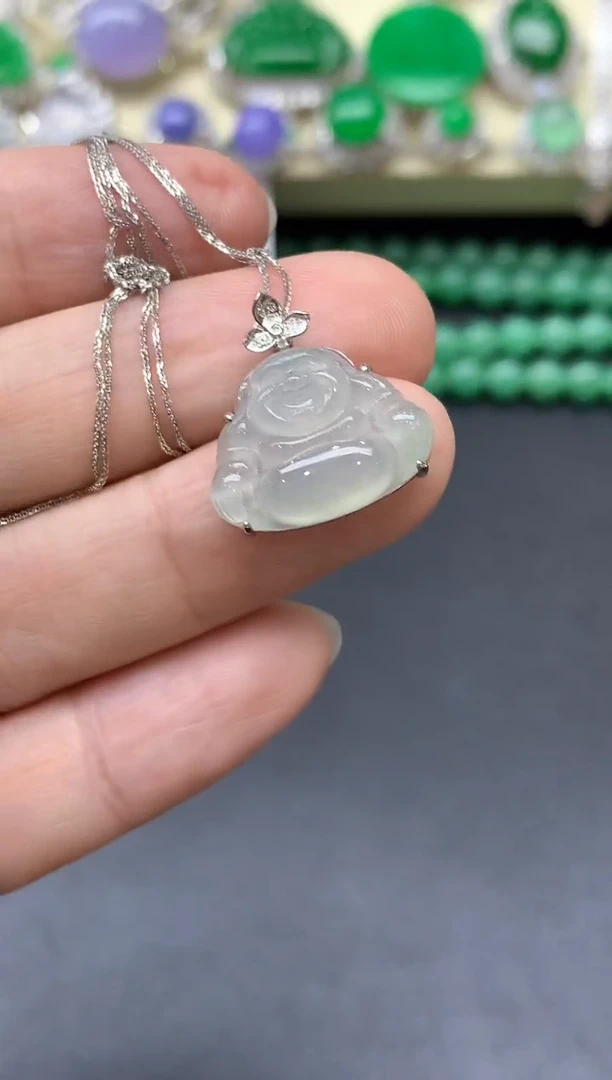 颈饰18K金镶嵌翡翠375-中国好珍宝