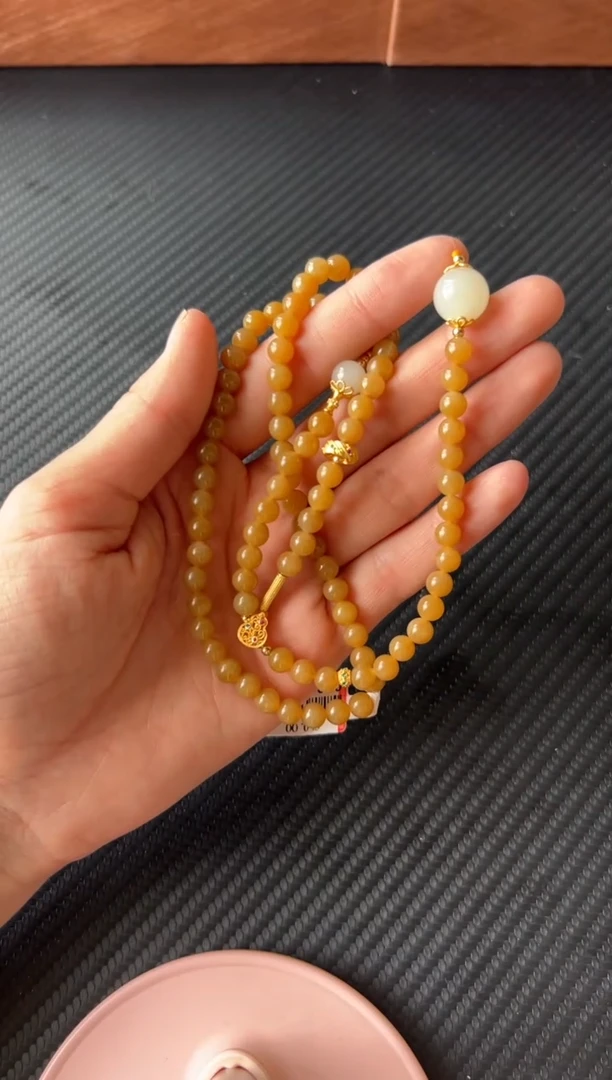 和田玉未镶嵌项链且末金山微色差卡6妈妈链