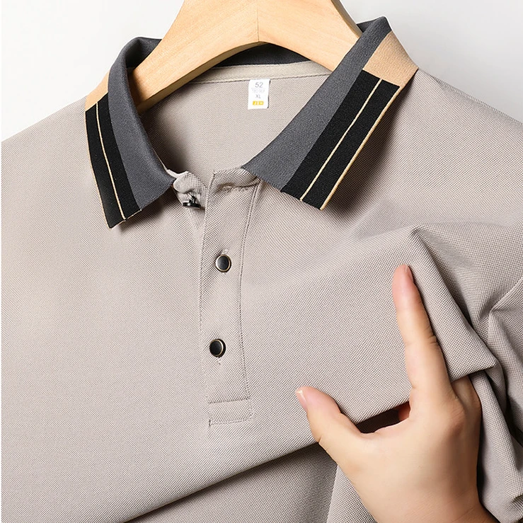 夏季爆款男士时尚休闲潮流半袖Polo衫提花拼色领短袖冰丝透气T恤