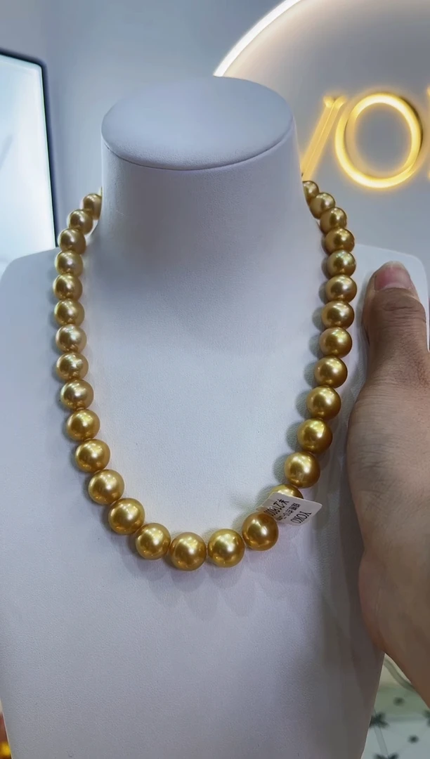 【闪购商品】海水珍珠颈饰银S925镶嵌金珠  10-12mm