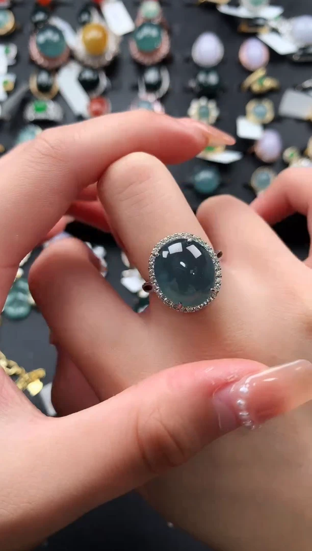 【闪购商品】翡翠戒指银S925镶嵌52141