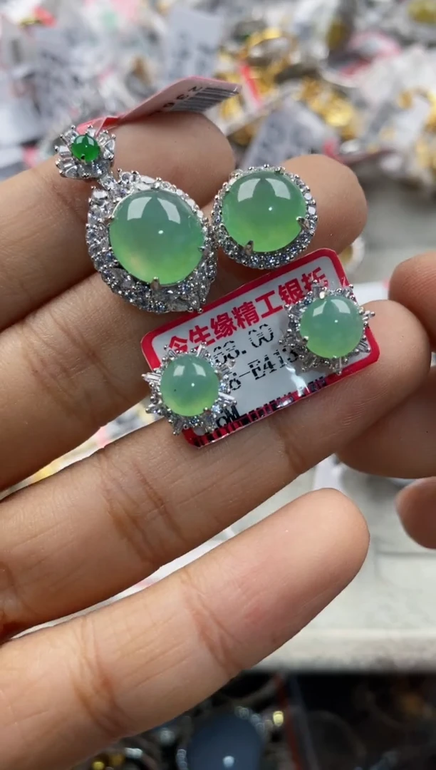 银S925镶嵌戒指翡翠999                 6