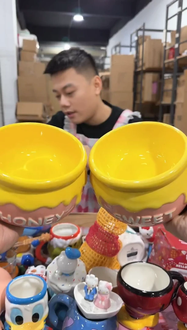 瓷片粉色蜂蜜狗粮碗2件套