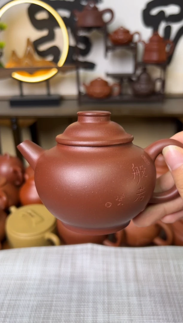 茶壶紫泥红皮龙巨轮壶刻绘220CC-甘来兵
